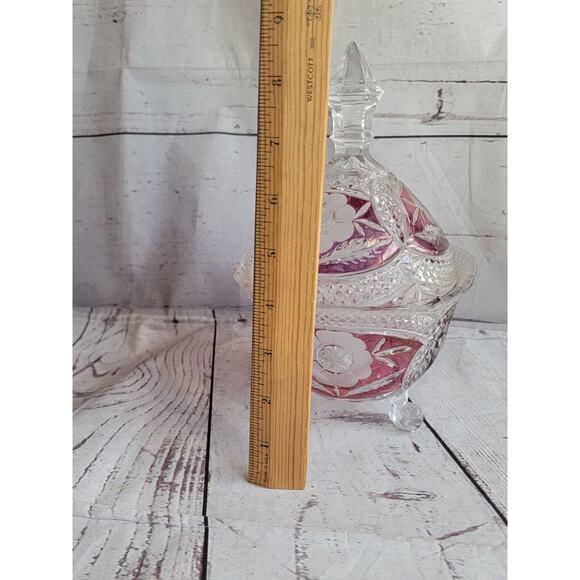 Anne Hutte Bleikristall Lead Crystal Cranberry Candy Dish Made n Germany - Picture 14 of 15